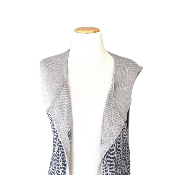 Nic + Zoe Knit Sweater Women Medium Blue Gray Vest Layer Lagenlook Academia - Picture 5 of 8